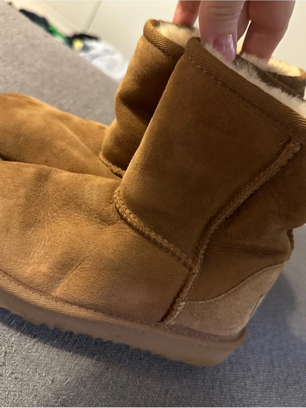 Ugg Chestnut Suede Short Winter Boots with Shearling Lining